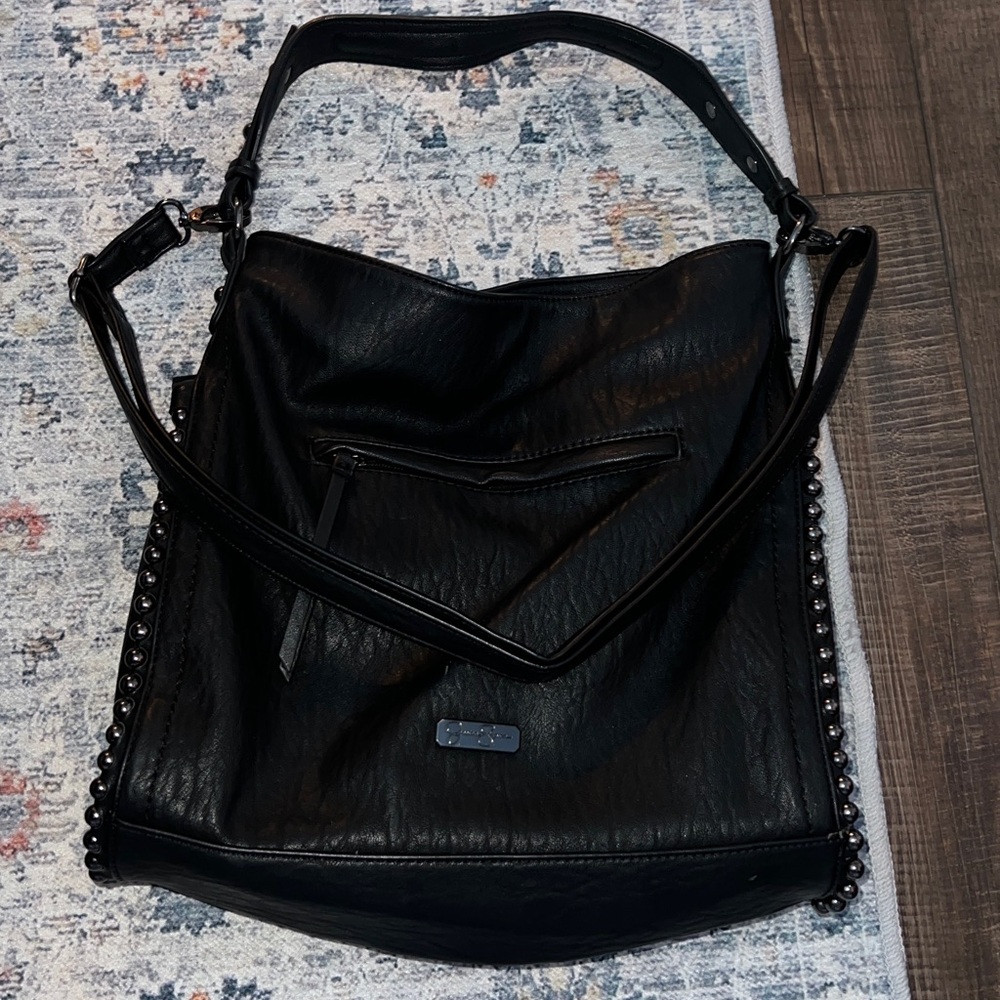 Jessica Simpson Black Leather Large Shoulder Bag